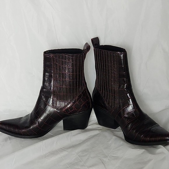 ZARA WOMAN crocodile Print Cowboy western dressy ankle Boots (Booties) 36 - Picture 2 of 9